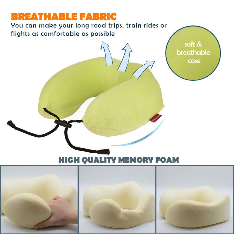 ILU Neck Pillows Travel Pillow Head Rest Pillows for Flight Cars Home Office Mint Green - Image 2