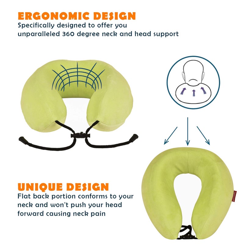 ILU Neck Pillows Travel Pillow Head Rest Pillows for Flight Cars Home Office Mint Green - Image 4