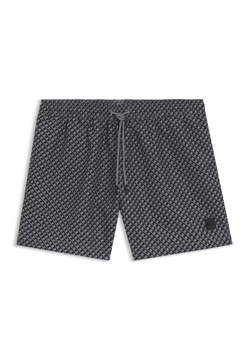 BOSS  Micro-print swim shorts with logo badge for Men | Best Price UAE