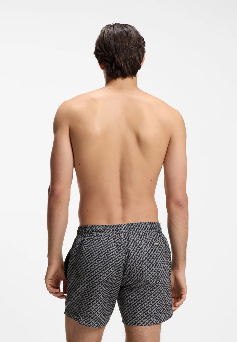 BOSS  Micro-print swim shorts with logo badge for Men | Best Price UAE
