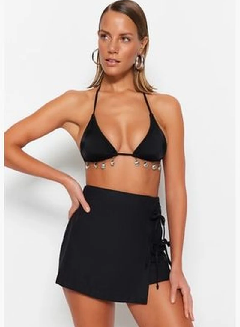 trendyol Black Woven Tie Short Skirt TBESS23SR00042