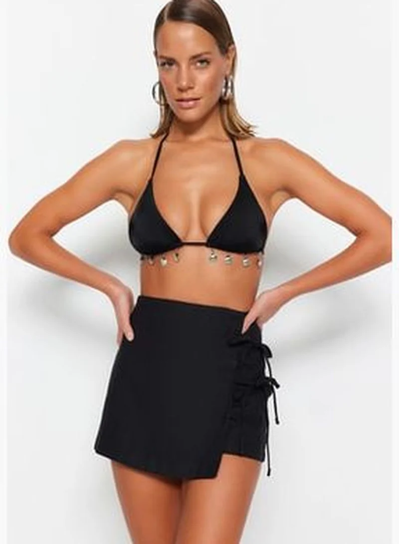 trendyol Black Woven Tie Short Skirt TBESS23SR00042