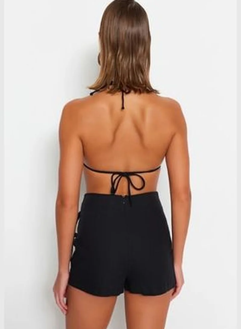 trendyol Black Woven Tie Short Skirt TBESS23SR00042