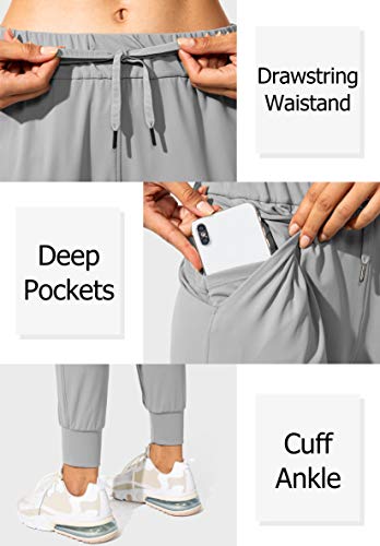 SANTINY Women's Joggers Pants Pockets Drawstring Running Sweatpants for Women Lounge Workout Jogging(Light Grey_M) - Image 3
