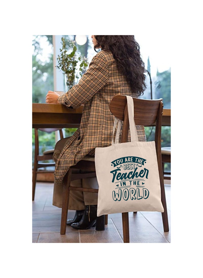 Generic Teacher's day Gift Cotton Bag with Funny Design - Reusable Canvas Tote Bag - Eco Friendly - Lightweight - Grocery Shopping Bag - Gifts for Teacher - School - Office - Travel  - Image 3