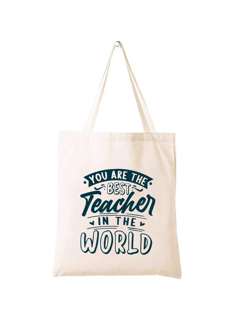 Generic Teacher's day Gift Cotton Bag with Funny Design - Reusable Canvas Tote Bag - Eco Friendly - Lightweight - Grocery Shopping Bag - Gifts for Teacher - School - Office - Travel  - Image 1