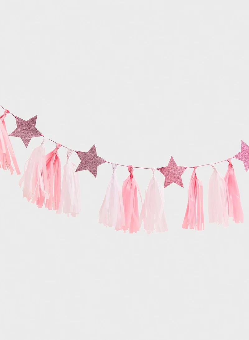 Ginger Ray Pink Tassel Garland With Pink Glitter Stars