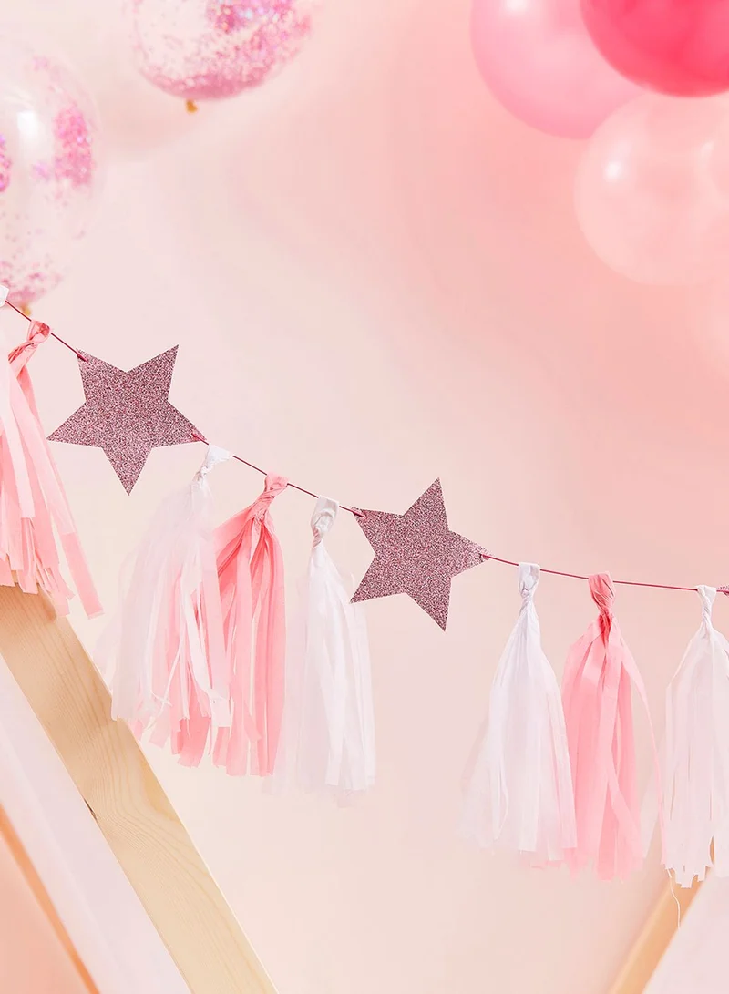 Ginger Ray Pink Tassel Garland With Pink Glitter Stars