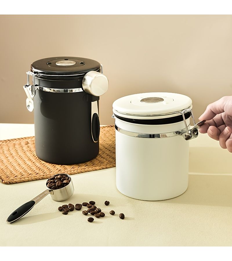 Stainless Steel Sealed Coffee Container Set With Spoon 1200ML For Coffee Beans Grounds Tea Sugar Rice - Image 4