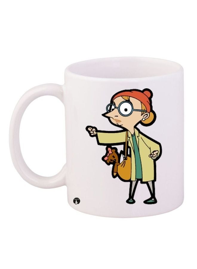 RYN Irma Gobb Printed Ceramic Coffee Mug White/Brown/Green 11ounce