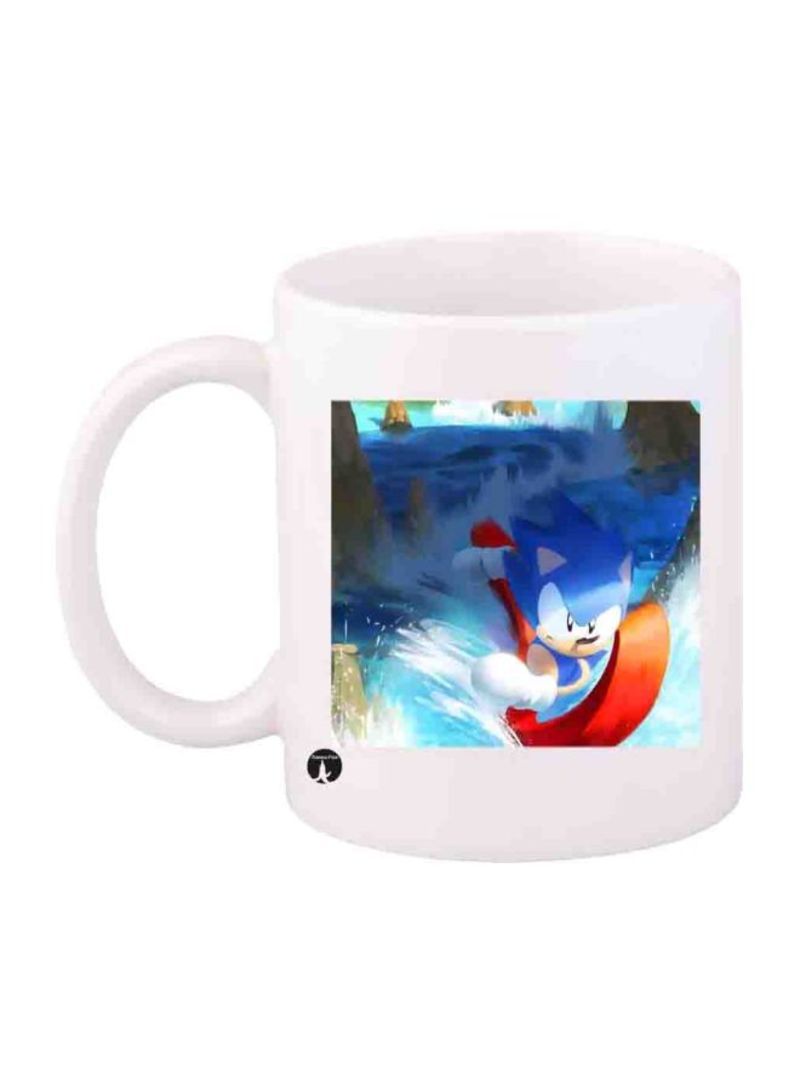 Game Sonic Character Printed Mug White/Blue/Red Standard Size