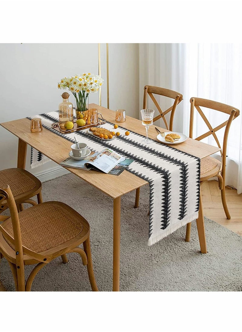 Excefore - Table Runner, 30 * 180 CM Burlap Table Runner Balck and White for Modern Farmhouse Decor - Image 1