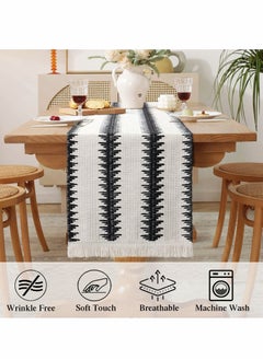 Excefore Table Runner, 30 * 180 CM Burlap Table Runner Balck and White for Modern Farmhouse Decor  - Image 4