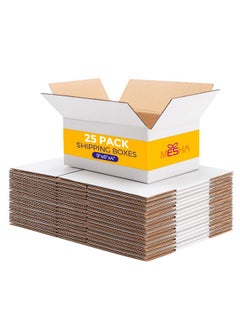 MESHA White Corrugated Mailing Box 9X6X4'' Shipping Boxes Cardboard For Small Business Packaging Small Items Gift Box Mailer 25Pack  - Image 1