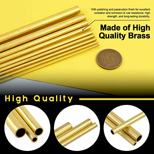 Mardatt 9 Pcs 9 Sizes Brass Round Tube Set, 2mm 2.5mm 3mm 3.5mm 4mm 5mm 6mm 8mm 9mm OD x 0.5mm Wall Thickness 300mm Length High Strength Seamless Straight Pipe Tubing for Hobby Model - Image 4