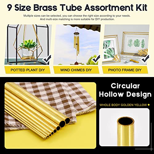 Mardatt 9 Pcs 9 Sizes Brass Round Tube Set, 2mm 2.5mm 3mm 3.5mm 4mm 5mm 6mm 8mm 9mm OD x 0.5mm Wall Thickness 300mm Length High Strength Seamless Straight Pipe Tubing for Hobby Model - Image 3