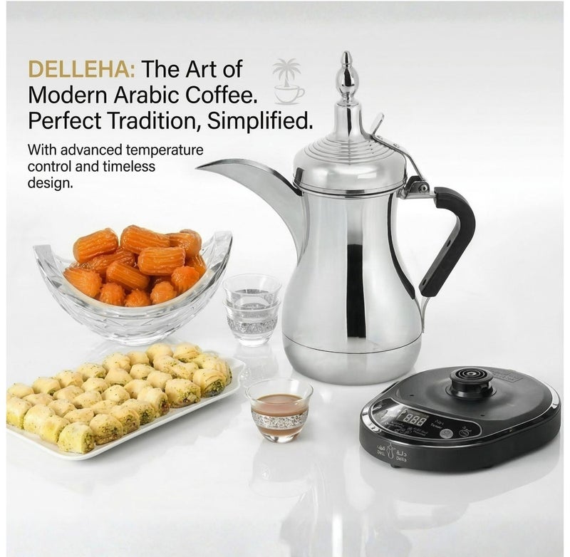 PRIMO PLUS 600ml Electric Arabic Coffee Maker, Silver Stainless Steel Dallah - Precision Temp Control & Smart Light Indicator Compact Electric Coffee Machine with Auto-Shutoff Safety - Perfect for Office, Travel, and Daily Authentic Serving - Image 5