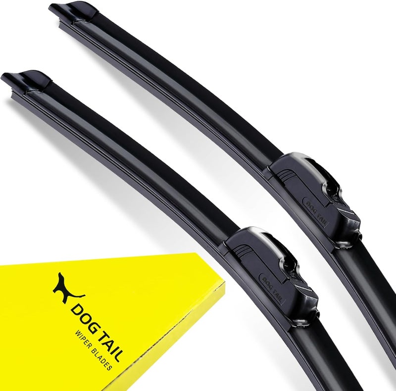 DOG TAIL 24 inch Wiper Blades 2 Pack - All-Season - J Hook | Durable Rubber, Beam Design, Streak Free, Easy Installation, Meet Or Exceed OEM Quality, Only for J Hook - Image 1