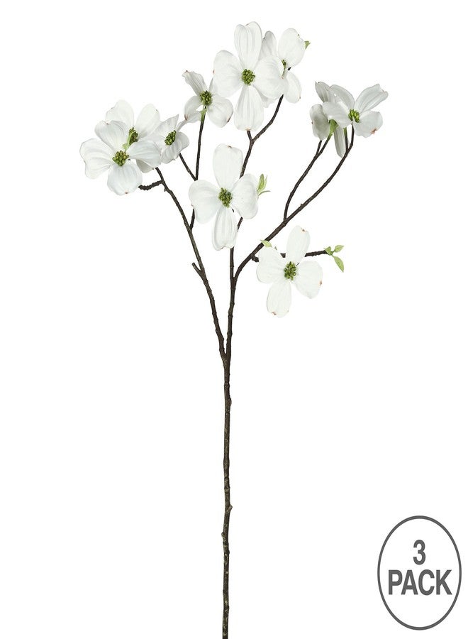 Vickerman 28" Artificial White Dogwood Stem, Set of 3 - Image 3
