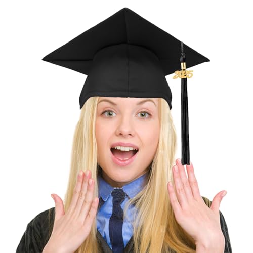 Leislam Graduation Cap with 2025 Tassel, Unisex Adult Matte Black Graduation Hat, Adjustable Graduation Cap Decorations for High School Bachelor Master - Image 2