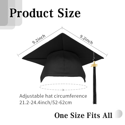 Leislam Graduation Cap with 2025 Tassel, Unisex Adult Matte Black Graduation Hat, Adjustable Graduation Cap Decorations for High School Bachelor Master - Image 3