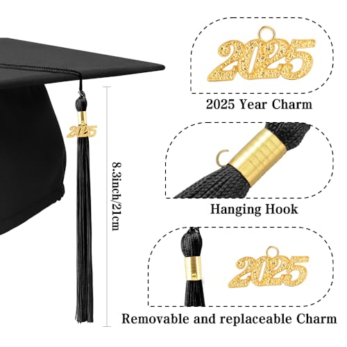Leislam Graduation Cap with 2025 Tassel, Unisex Adult Matte Black Graduation Hat, Adjustable Graduation Cap Decorations for High School Bachelor Master - Image 5