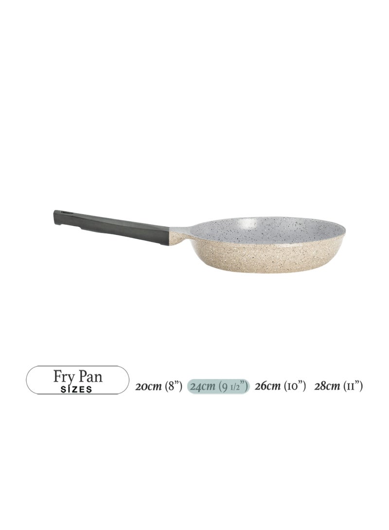 Lahoya Beige Marble 24cm Fry Pan Durable Granite Coating Nonstick Pan