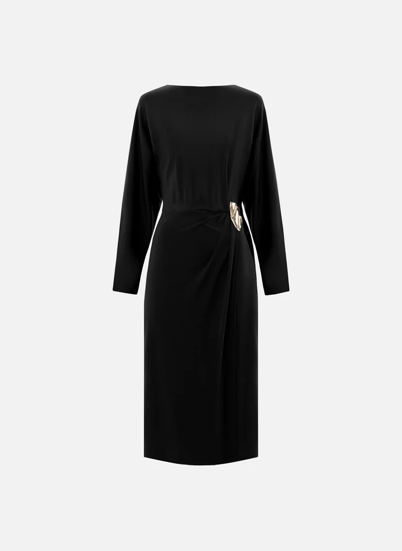 Lichi Jersey midi dress with waist decor