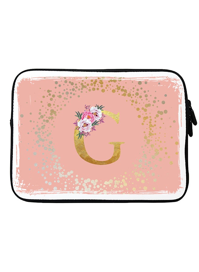 Stylizedd Laptop Sleeve Bag for Macbook 13, 14, 15, 16 inch- Custom Monogram Initial Letter Floral Pattern Alphabet - G  (Rose Pink)  - Image 1
