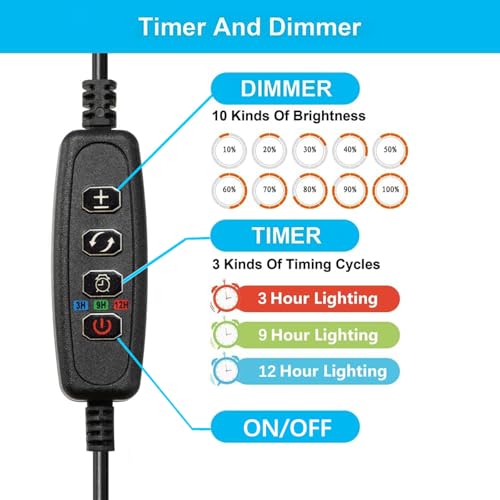 Carefree Fish Aquarium LED Light USB 5V1A RGBW 5730 Timmer 1~10Gal Fish Tank Clip Light 10 Brightness Levels 8W with USB Port (Include UL Certification Power Adapter) - Image 3