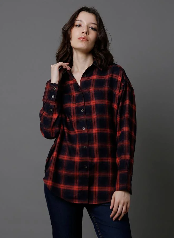 HIGH STAR Checked Cotton Longline Oversized Shirt by Styli