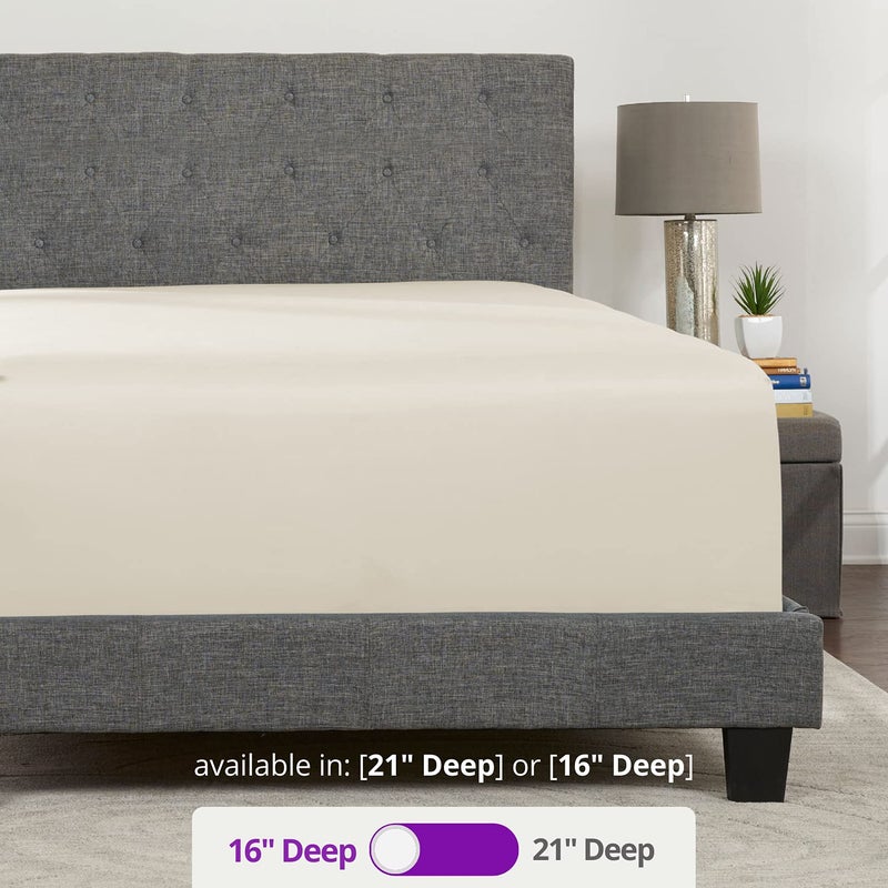 DeaLuxe King Fitted Sheet - REAL [16-Inch] Extra Deep Pocket King Size Fitted Sheet Only - Your PERFECTLY-FIT Fitted Sheet for 14 -18  Deep Mattress - Best Fit Bottom Deep Fitted Bed Sheet - Ivory (Off White) - Image 3