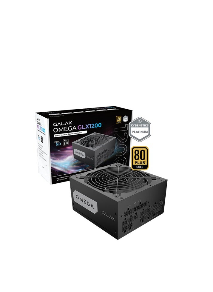 GALAX OMEGA GLX1200 Full-Modular Power Supply, 1200W Power, 80 PLUS Gold Efficiency, Cybenetics Platinum, 105° C-Rated Capacitors, 140mm Fluid Dynamic Bearing, Black  - Image 1