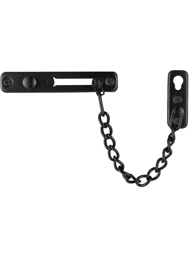 promass Door Chain Lock Black, Stainless Steel Door Guard with Spring Anti-Theft Press Lock, Matte Black - Image 1