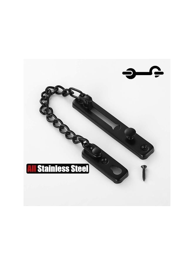 promass Door Chain Lock Black, Stainless Steel Door Guard with Spring Anti-Theft Press Lock, Matte Black - Image 4