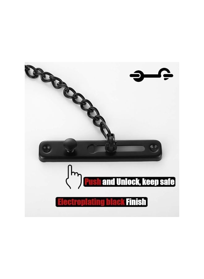 promass Door Chain Lock Black, Stainless Steel Door Guard with Spring Anti-Theft Press Lock, Matte Black - Image 3