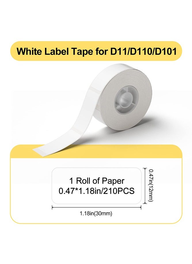NIIMBOT - D11/D110/D101 Label Maker Tape Adhesive White Label Sticker Waterproof Thermal Label Paper for Barcode Printing 12*30mm White - Image 1