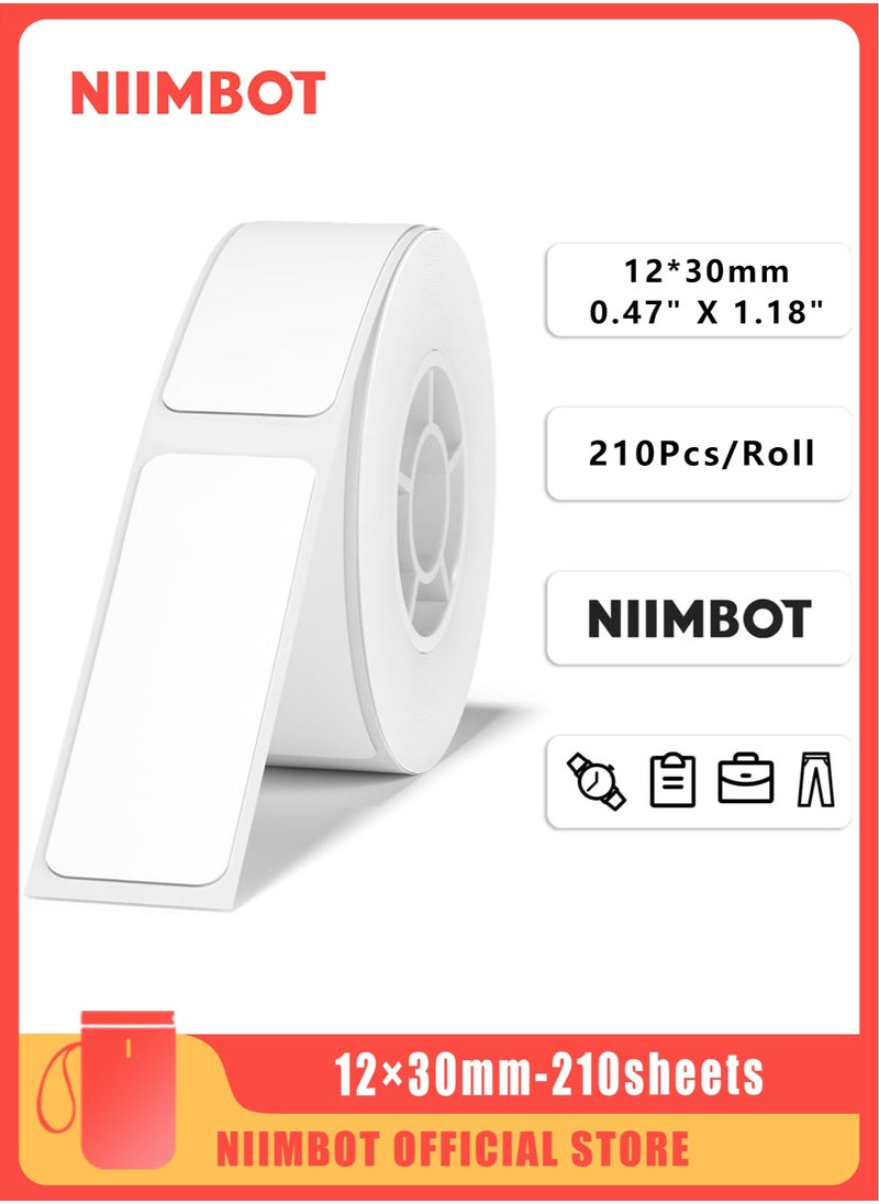 NIIMBOT - D11/D110/D101 Label Maker Tape Adhesive White Label Sticker Waterproof Thermal Label Paper for Barcode Printing 12*30mm White - Image 1