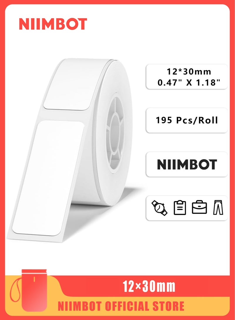 NIIMBOT D11/D110/D101 Label Maker Tape Adhesive White Label Sticker Waterproof Thermal Label Paper for Barcode Printing 12*30mm White - Image 1