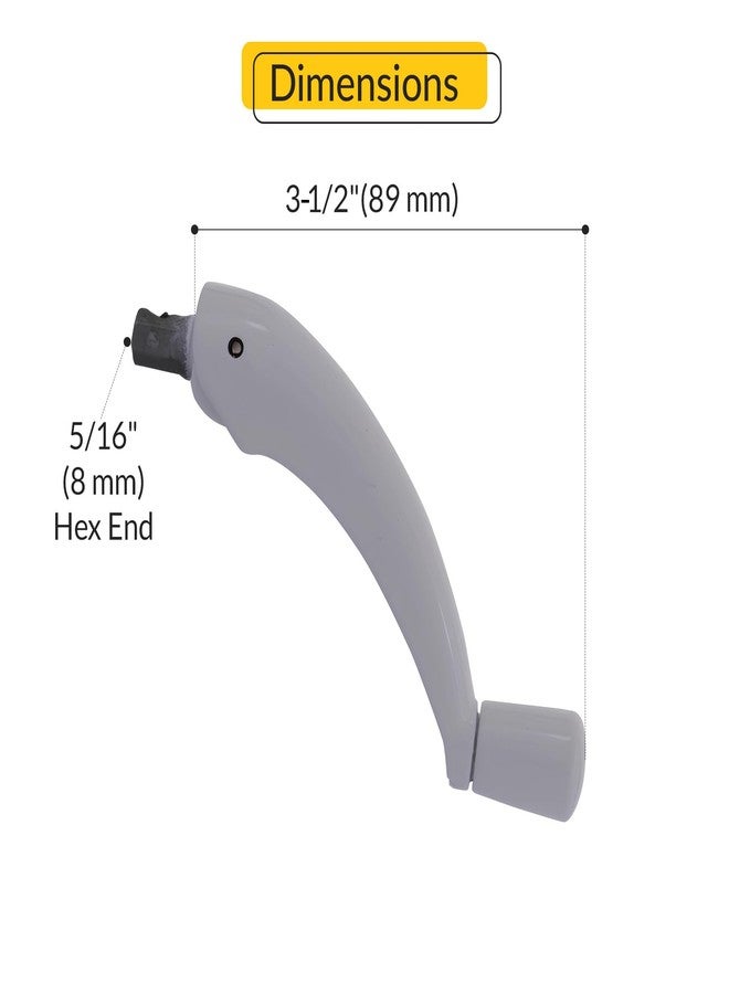 Brixwell Folding Handle G2 for Roto Pro Drive Operators 5/16" Hex End, Die Cast Material, 3-1/2" Length, White Finish,Sliding Window Handle,Security Window Handle - Image 2
