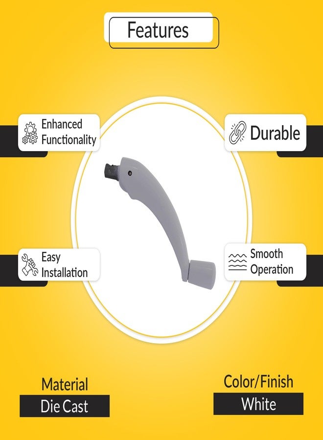 Brixwell Folding Handle G2 for Roto Pro Drive Operators 5/16" Hex End, Die Cast Material, 3-1/2" Length, White Finish,Sliding Window Handle,Security Window Handle - Image 3