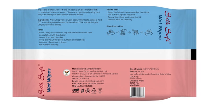 Silk Soft Multipurpose Wet Wipes – 198 Wipes (66 x 3 Packs) | Gentle, Alcohol-Free & Hypoallergenic | Effective Cleaning for Hands, Face & Surfaces - Image 2