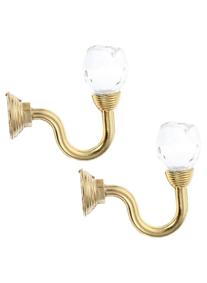 Zeenah Furniture 2 Pieces Clear Crystal Rose Flower Wall Mounted Curtain Holdbacks Hooks Tassel Curtain Hook - Image 1