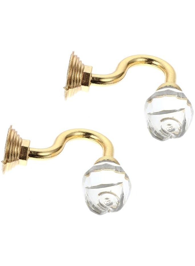 Zeenah Furniture 2 Pieces Clear Crystal Rose Flower Wall Mounted Curtain Holdbacks Hooks Tassel Curtain Hook - Image 3