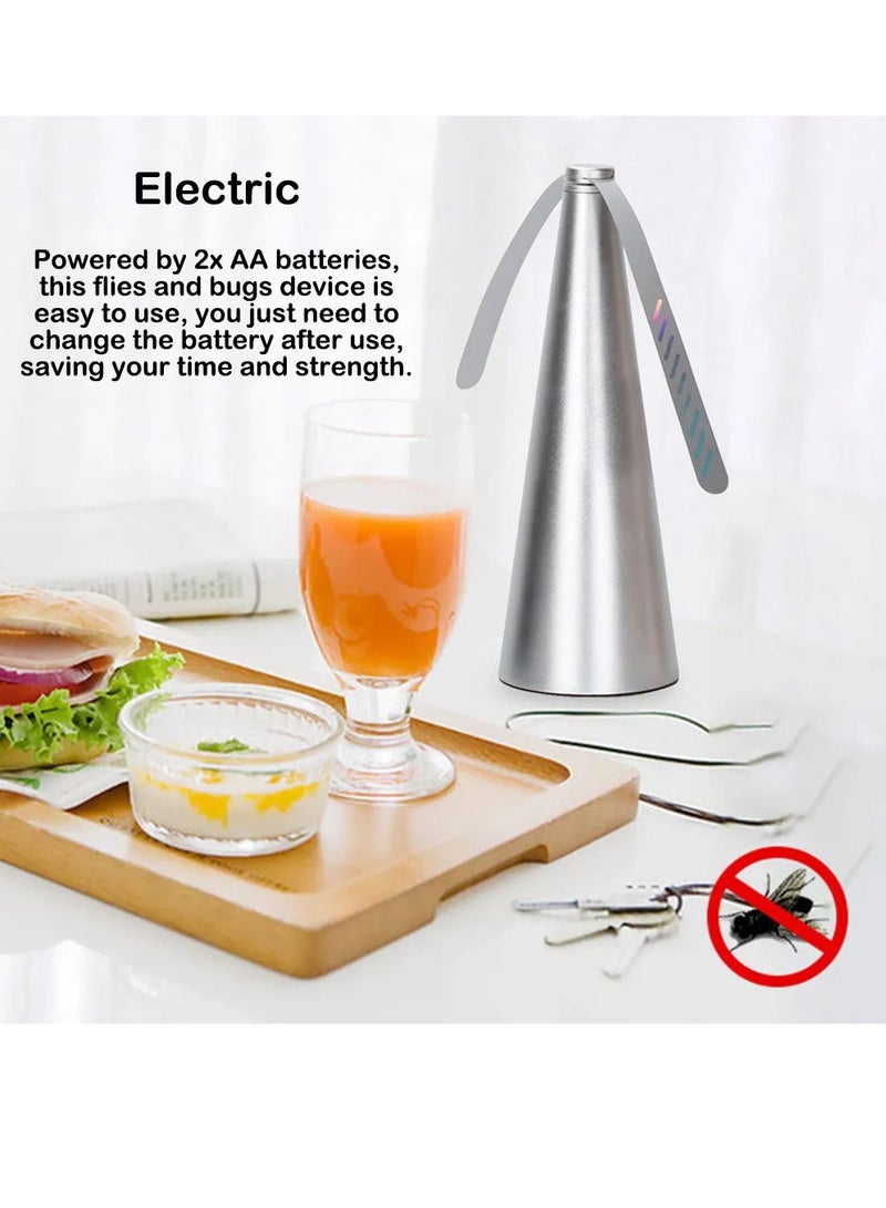AROAQ Fly Repellent Fan, Portable Multifunction Insect Repellent Fan, Non Toxic Electronic Fly Fan With Soft Blade, Electric Battery Operated Food Protector Tool For For Home Picnic Patio, (Silver) - Image 2