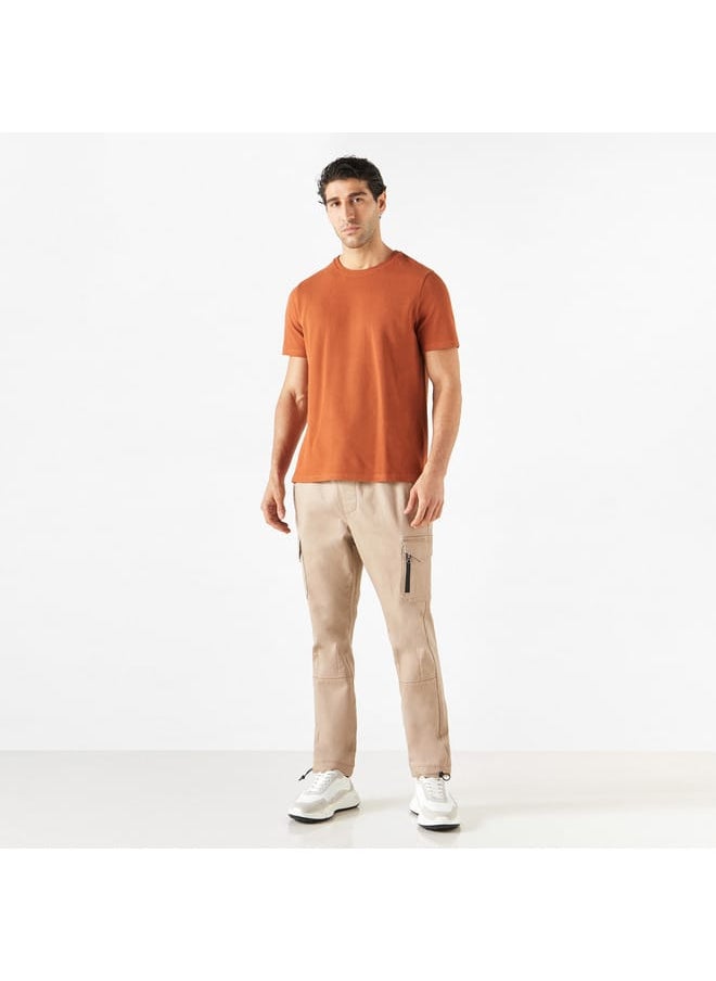 Iconic Iconic Textured T-shirt with Crew Neck and Short Sleeves  - Image 2