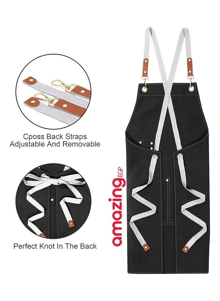 amazing.EGP - THE PACK | Chef Apron, Cotton Canvas Back Apron with Large Pockets for Women and Men, Adjustable Durable Cooking Apron, Waterproof Work Apron for Cooking - Image 1