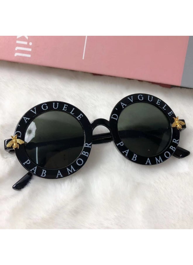 Generic - New Children Vintage Sunglasses Decorate Little Bee Circular Sun Glasses Summer Sunscreen Children Eyewear UV400 Gafas De Sol-Lenses Color:A5-Frame Color:As shown in the figu - Image 1