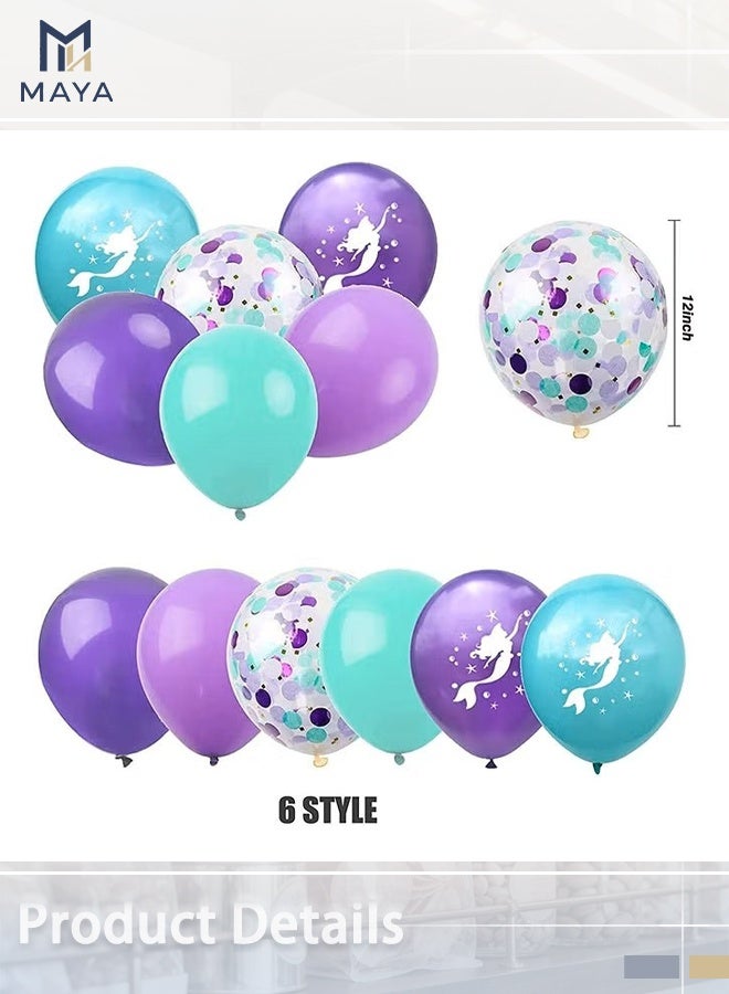 Maya 20 Pcs Mermaid Confetti Balloons, Mermaid Tail Sea Foil Balloons, for Birthday Wedding Summer Beach Mermaid Sea Theme Party Supplies - Image 3