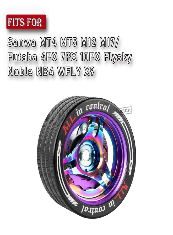 ARRCat Aluminum RC Remote Control Hand Wheel Steering Wheel Upgrades Part for Sanwa MT4 MT5 M12 M17/Futaba 4PX 7PX 10PX Flysky Noble NB4 WFLY X9,Metal RC Transmitter Wheel w/Brake Disc Caliper,Purple - Image 2